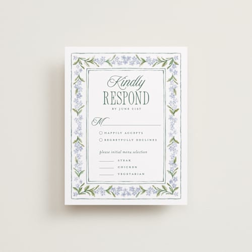 This is a wisteria rsvp cards with standard by Jenna Holcomb called vintage sketched printing on signature in standard