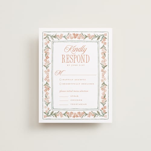 This is a persimmon rsvp cards with standard by Jenna Holcomb called vintage sketched printing on signature in standard