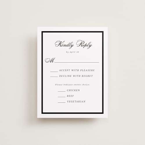 This is a mystic raven rsvp cards with standard by Cass Loh called chic union printing on signature in standard