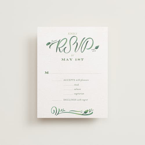 This is a ivory rsvp cards with standard by Laura Bolter called growing ampersand printing on signature in standard