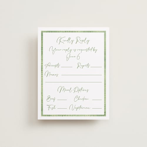 This is a jungle rsvp cards with standard by Petra Kern called tropical dreams printing on signature in standard