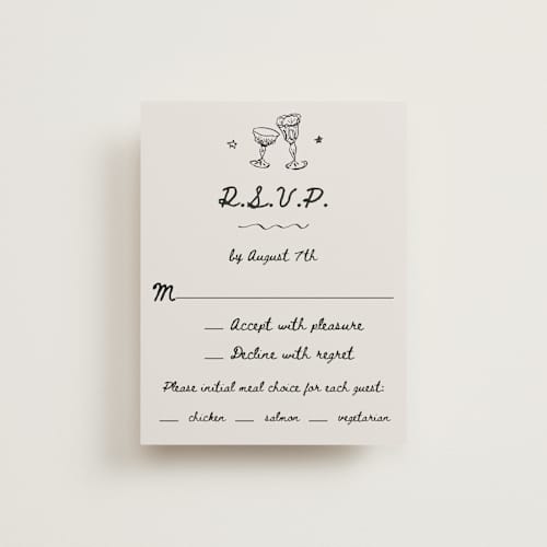 This is a lace rsvp cards with standard by Cass Loh called simple monogram printing on signature in standard