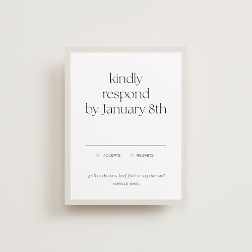 This is a sandstone rsvp cards with standard by Sara Hicks Malone called monogram edit printing on signature in standard