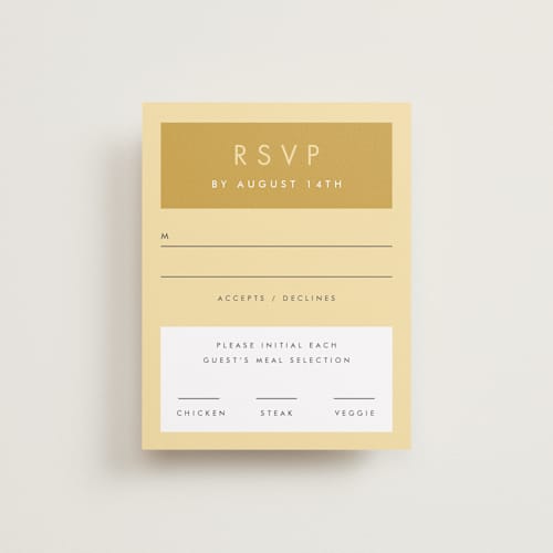This is a buttercup rsvp cards with standard by Snow and Ivy called colorfield printing on signature in standard
