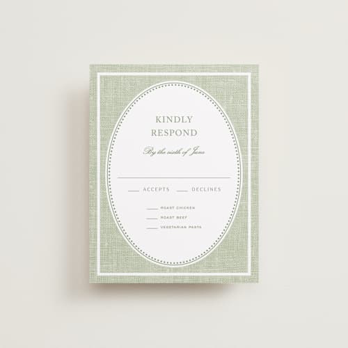 This is a garden rsvp cards with standard by Kelly Schmidt called summer linen printing on signature in standard