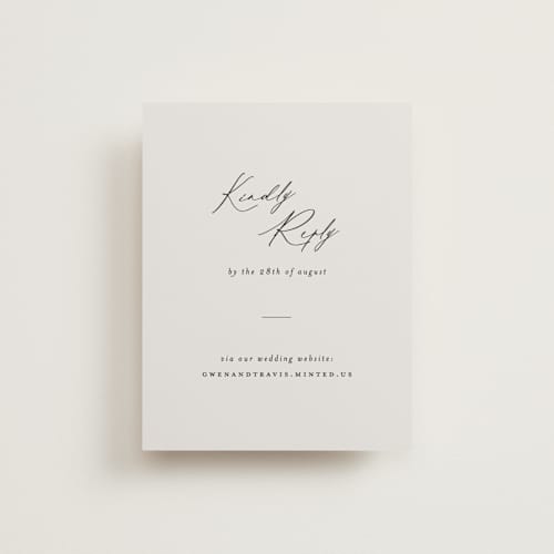 This is a ivory rsvp cards with standard by Carolyn Nicks called kinkaid printing on signature in standard