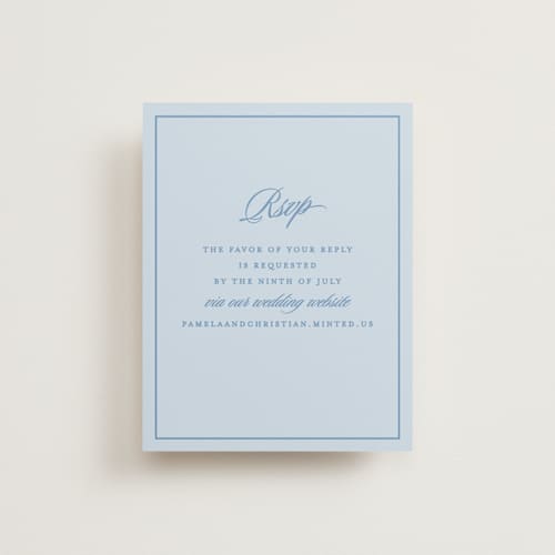 This is a capri rsvp cards with standard by Creo Study called scripted printing on signature in standard