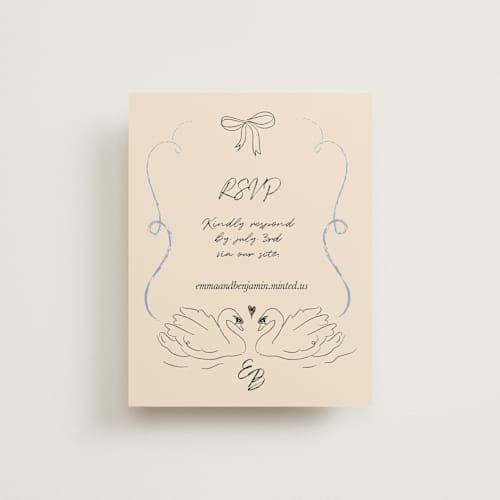 This is a dream rsvp cards with standard by Helena Vitto called the swan printing on signature in standard