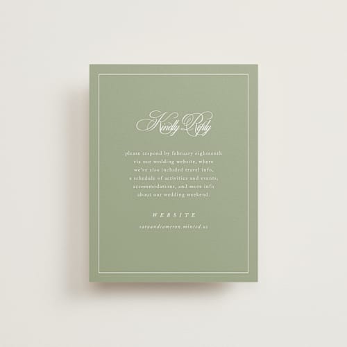 This is a garden rsvp cards with standard by Kelly Schmidt called greenwood printing on signature in standard