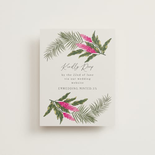 This is a lime rsvp cards with standard by Elly called tropical garden printing on signature in standard
