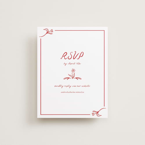 This is a brick rsvp cards with standard by Julia Liverton called love in bloom printing on signature in standard