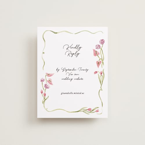This is a deep blush rsvp cards with standard by Pati Cascino called barolo printing on signature in standard