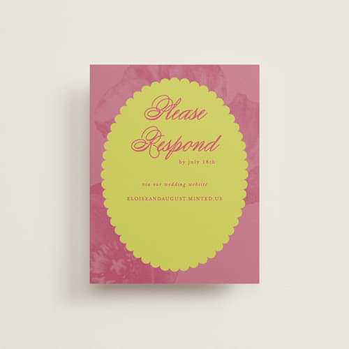 This is a flamingo rsvp cards with standard by Morgan Kendall called maximalist poppies printing on signature in 4.25x5.5