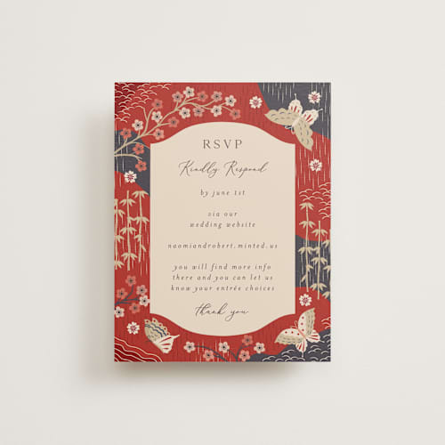 This is a rose rsvp cards with standard by Jennifer Holbrook called japanese textile printing on signature in standard