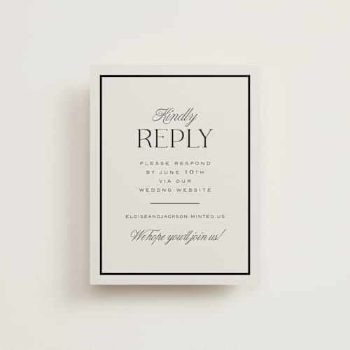 This is a onyx rsvp cards with standard by Laura Hankins called galleria printing on signature in standard