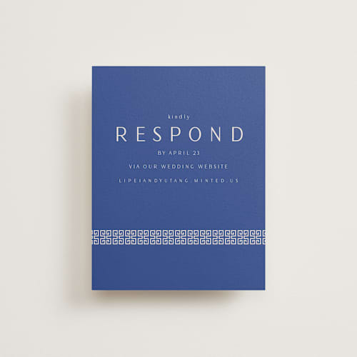 This is a marseille bleu rsvp cards with standard by Deborah Chou called two toned printing on signature in standard