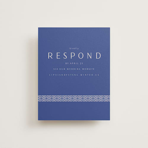 This is a marseille bleu rsvp cards with standard by Deborah Chou called two toned printing on signature in standard