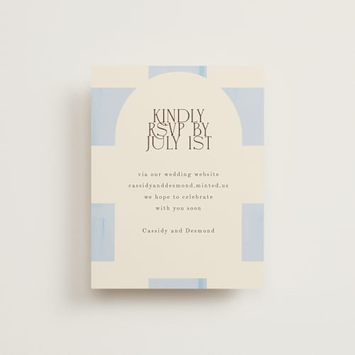 This is a ivory rsvp cards with standard by Baumbirdy called checker wash printing on signature in standard