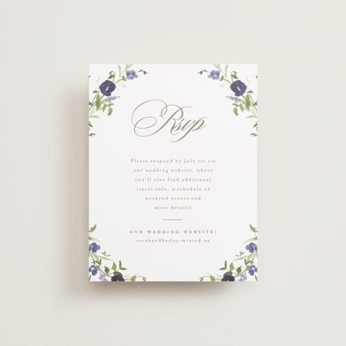 This is a iris rsvp cards with standard by Everett Paper Goods called wildflower trellis printing on signature in standard