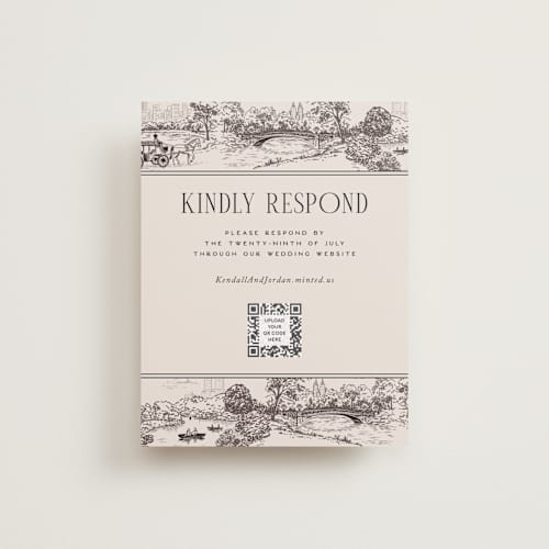 This is a antique rsvp cards with standard by Jenna Holcomb called new york toile printing on signature in standard