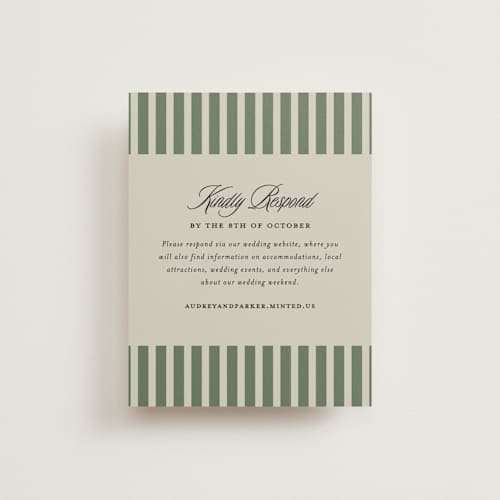 This is a ruby rsvp cards with standard by Jackie Crawford called holiday ribbon printing on signature in standard