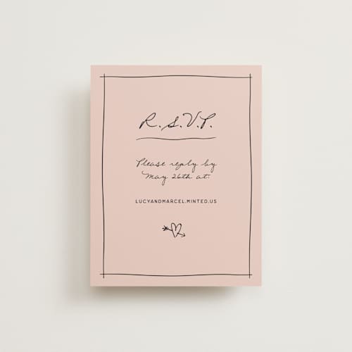 This is a blush rsvp cards with standard by Ani Somi called ballpoint suite printing on signature in standard