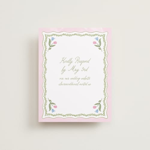 This is a garden rsvp cards with standard by Creo Study called folk garden printing on signature in 4.25x5.5