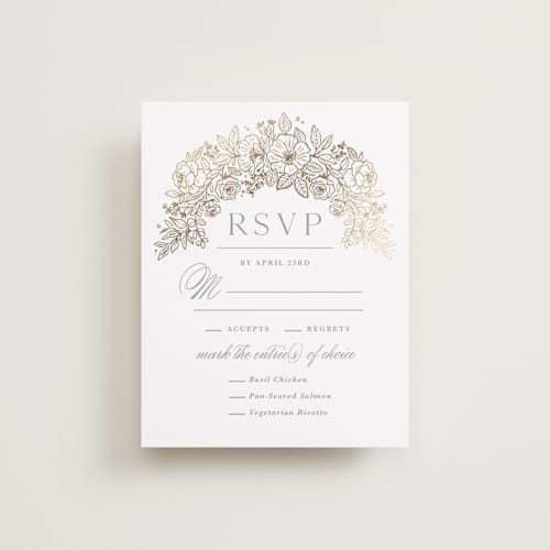 This is a powder blue rsvp cards with foil pressed by Kristen Smith called wild roses printing on signature in standard