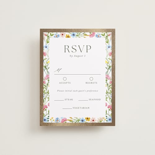 This is a garden rsvp cards with foil pressed by Yaling Hou Suzuki called bright garden printing on signature in standard
