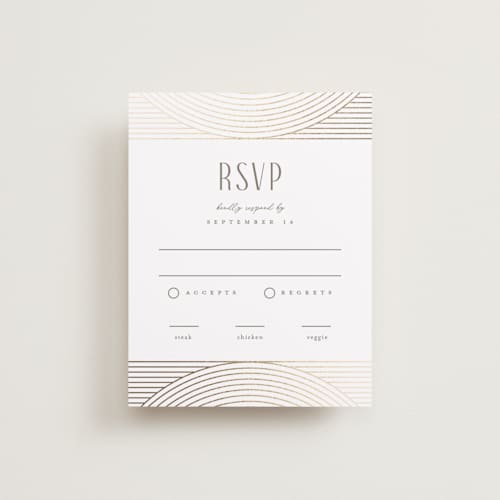 This is a alabaster rsvp cards with foil pressed by Pixel and Hank called moderne printing on signature in standard