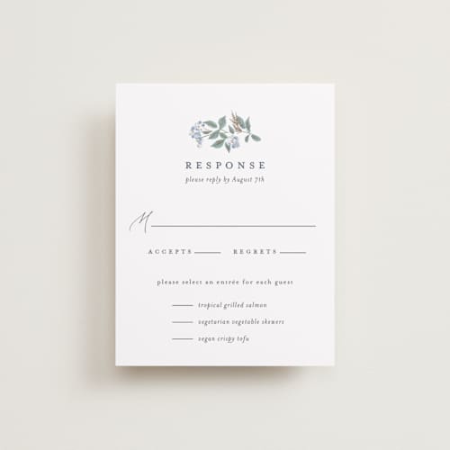 This is a sapphire rsvp cards with foil pressed by Olivia Raufman called climbing florals printing on signature in standard