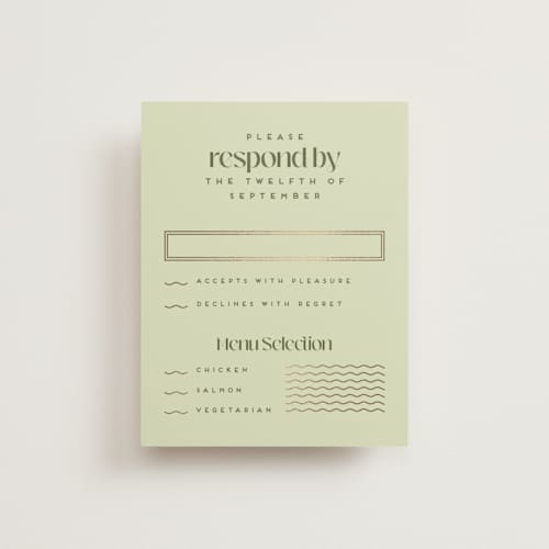 This is a kiwi rsvp cards with foil pressed by Claudia Orengo called news! printing on signature in standard