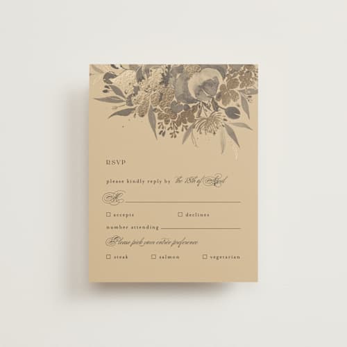 This is a cherry rsvp cards with foil pressed by Shannon Chen of Four Wet Feet Studio called happiness printing on signature in standard