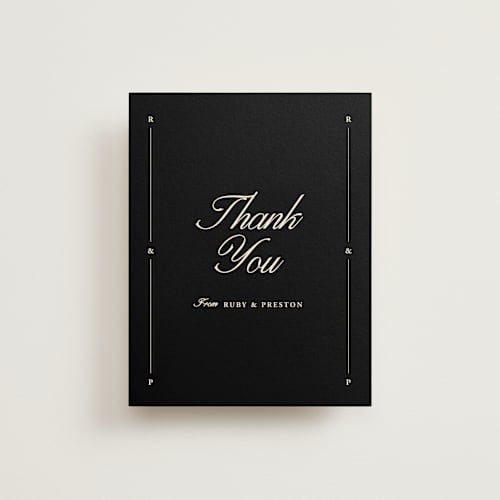 This is a sunshine wedding thank you cards with standard by Jen Ramsey called elegant and formal printing on signature in standard