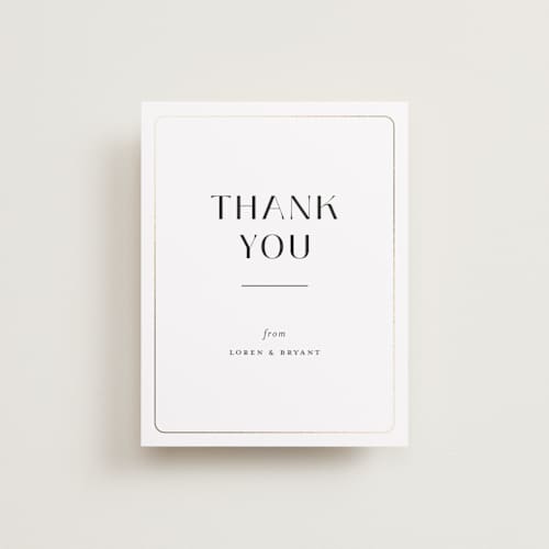 This is a cotton wedding thank you cards with foil pressed by Christie Garcia called loren printing on signature in standard