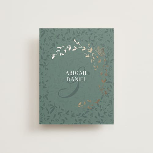 This is a eucalyptus wedding thank you cards with foil pressed by Simona Camp called southern romance printing on signature in standard