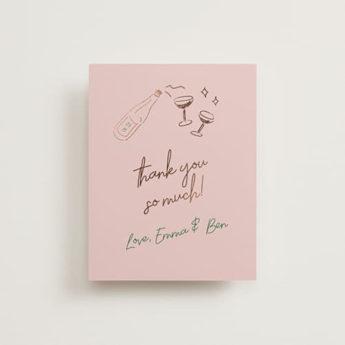This is a avocado wedding thank you cards with foil pressed by Helena Vitto called handwritten letter printing on signature in standard