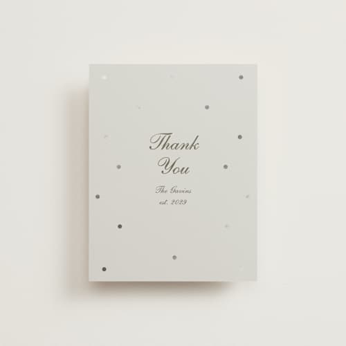 This is a fog wedding thank you cards with foil pressed by Baumbirdy called pearls printing on signature in standard