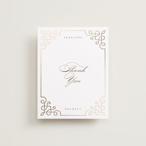 This is a pearl wedding thank you cards with foil pressed by Janean Hinger called intertwined printing on signature in standard