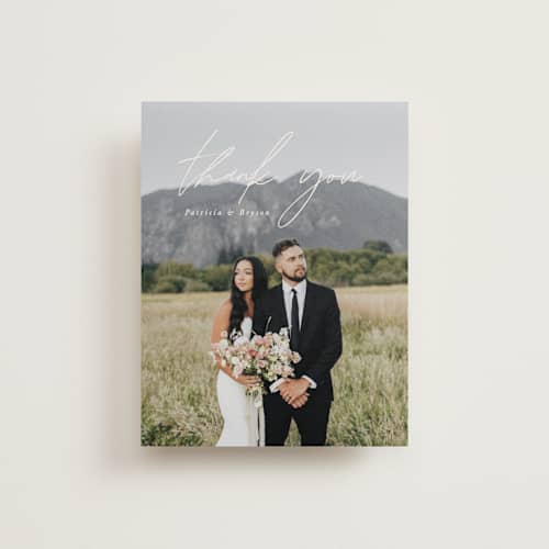 This is a linen thank you postcards with standard by Brandy Folse called everlasting love printing on signature in postcard