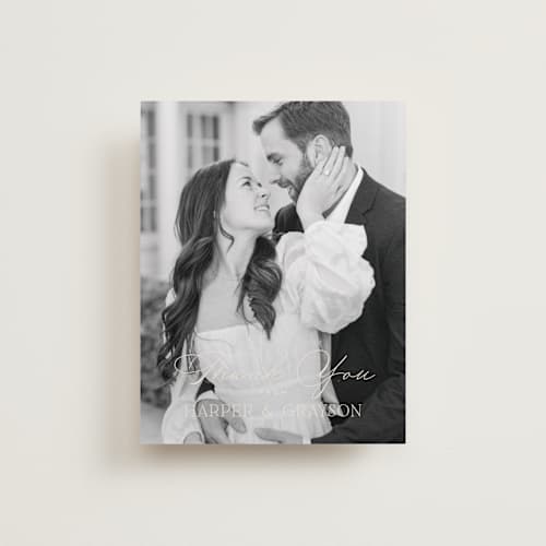 This is a creme thank you postcards with standard by Carly Reed Walker called tendu printing on signature in postcard