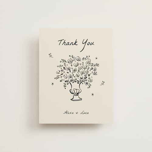 This is a vanilla thank you postcards with standard by Ani Somi called roses printing on signature in postcard