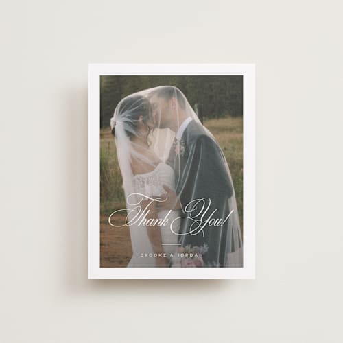 This is a tuxedo thank you postcards with standard by Orasie called side by side printing on signature in postcard