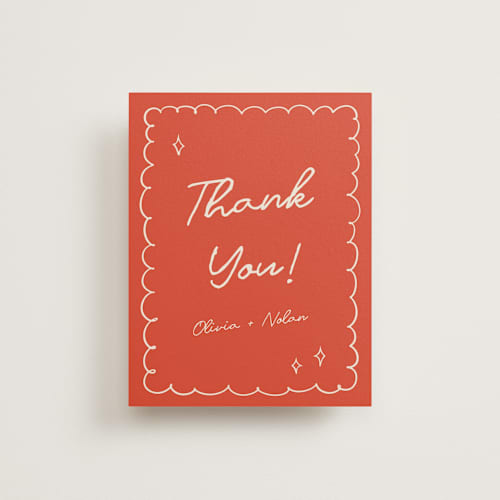 This is a sangria spark thank you postcards with standard by Zove Ahhh called party on! printing on signature in postcard