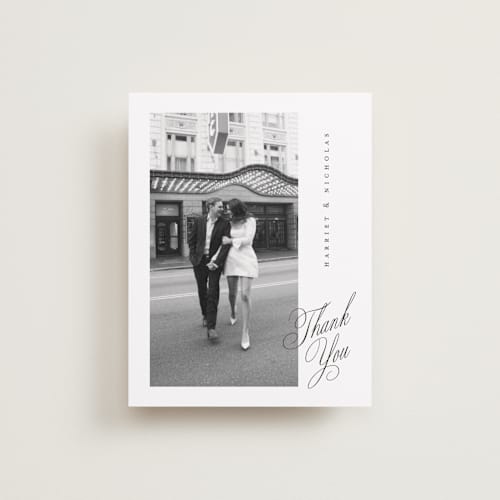 This is a noir slate thank you postcards with standard by Ana de Sousa called written with love printing on signature in postcard