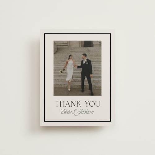 This is a onyx thank you postcards with standard by Laura Hankins called galleria printing on signature in postcard