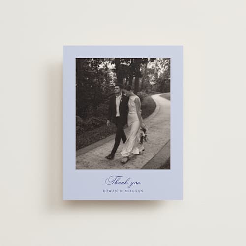 This is a plum thank you postcards with standard by Cass Loh called blooming crest printing on signature in postcard