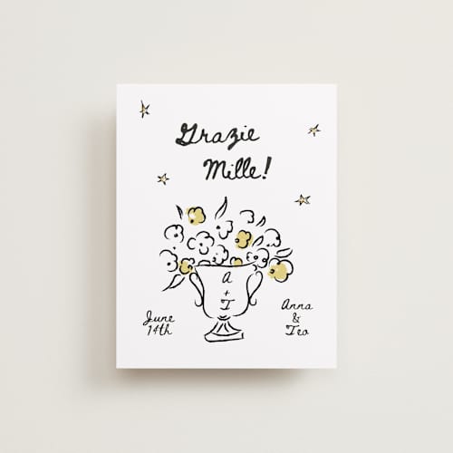 This is a nero thank you postcards with standard by Helena Vitto called amore mio printing on signature in postcard