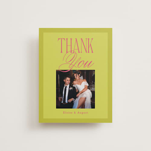 This is a flamingo thank you postcards with standard by Morgan Kendall called maximalist poppies printing on signature in postcard