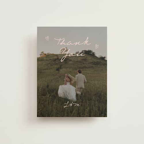 This is a blush thank you postcards with standard by Ani Somi called ballpoint suite printing on signature in postcard